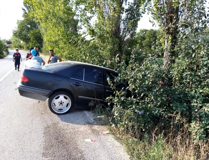 Kontrolden çıkan otomobil ağaca çarparak durdu: 2 yaralı