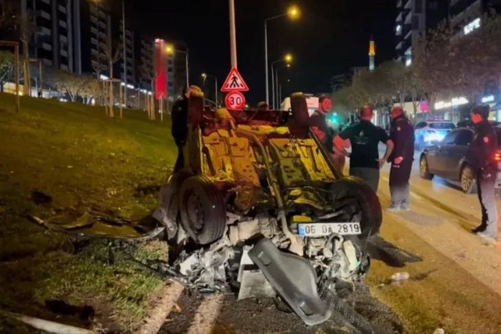 Kontrolden çıkan otomobil takla attı